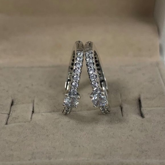 Pandora Sparkling Hoop Earrings - Picture 5 of 7